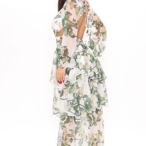 Green and white combo Summer dress